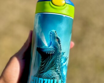 Blue Godzilla Custom Kids Water Bottles 12oz, 20oz. for girls and boys Back to school, gifts