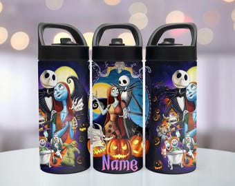 Personalized Halloween NBC Water Bottle – Jack and Sally Stainless Steel