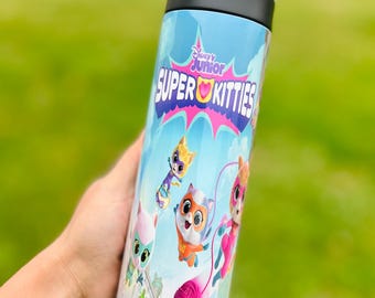 Super Cats Custom Kids Water Bottles 16oz, 20oz. for girls and boys Back to school, gifts