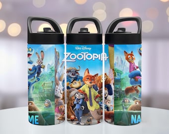 Zootopia Movie Water Bottles 16oz, 20oz. Tumbler Personalized