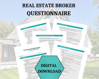 Real Estate Agent Brokerage Questionnaire, Interview Questions, Choosing A Real Estate Broker, PDF Download, Printable