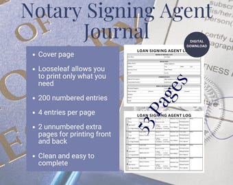 Giornale dell'agente di sottoscrizione del prestito notarile, registro notarile di 53 pagine (download digitale)