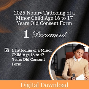 2025 Florida Notary Tattooing of a Minor Child Consent Form, Child Consent Form, Minor Consent Form, Minor Tattoo Form, Child Tattoo Form