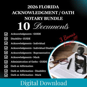 Accusé de réception/serment de notaire en Floride 2026 (PDF imprimable)