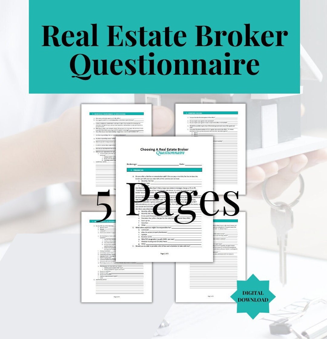 Real Estate Brokerage Questionnaire, New Agent Interview Questions (PDF ...