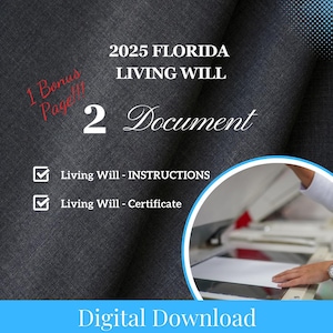 Testamento biologico della Florida 2025, testamento biologico stampabile, modulo di direttiva anticipata, piano di cure di fine vita, modello di testamento biologico, modulo di pianificazione patrimoniale