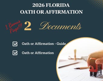 Certificado de juramento/afirmación notarial de Florida de 2026 (descarga digital)
