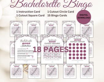 Gioco del bingo per addio al nubilato, design rosa e bronzo (download digitale)