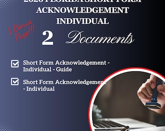 Reconocimiento de Formulario Abreviado de Notario de Florida 2026 - Certificado Individual (Descarga Digital)