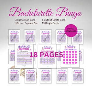 Bachelorette Bingo, Bachelorette Party Bingo, Bachelorette Party Games, Party Games, Bridal Games, Downloadable PDF, Digital Download