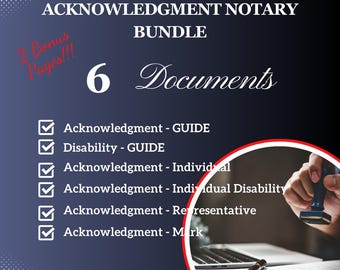 2026 Florida Notary Acknowledgment Bundle – 6 Printable PDF Forms (Digital Download)