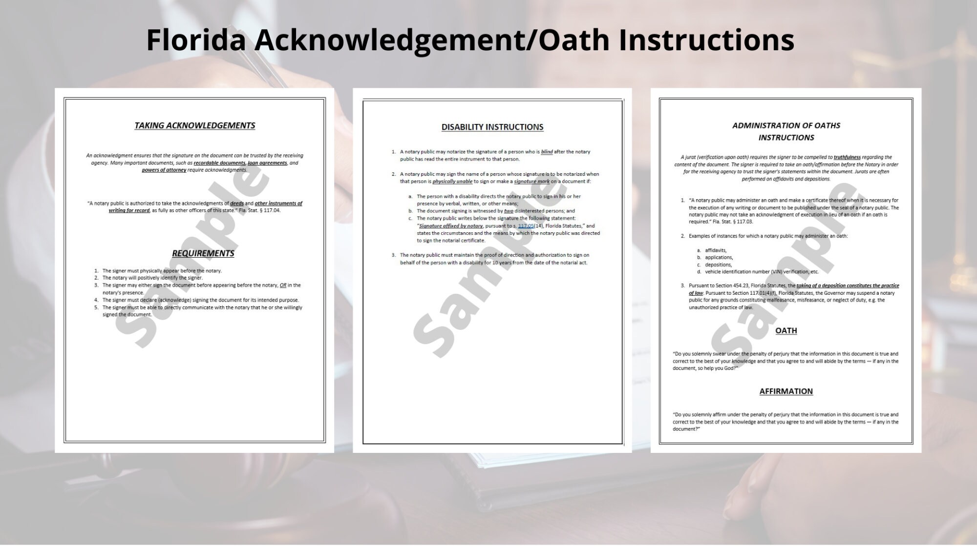 2023 Florida Notary Certificates Acknowledgements (Instant Download) Etsy
