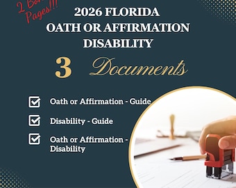 Juramento o Afirmación Notarial de Florida 2026: Certificado de Discapacidad e Instrucciones (Descarga Digital)