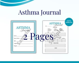 Diario imprimible para el asma, registro de síntomas y medicación (descarga digital)