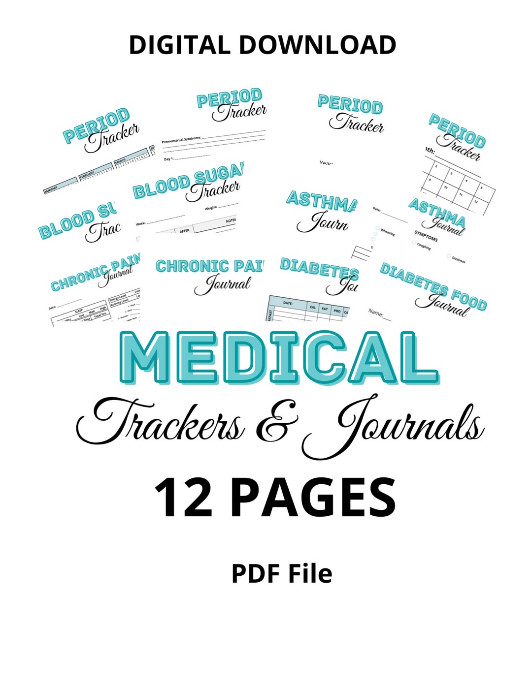 Medical Trackers & Journals, Asthma, Blood Sugar, Chronic Pain