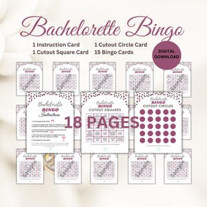 Bachelorette Bingo, Bachelorette Party Bingo, Bachelorette Party Games, PDF Download, Digital Download