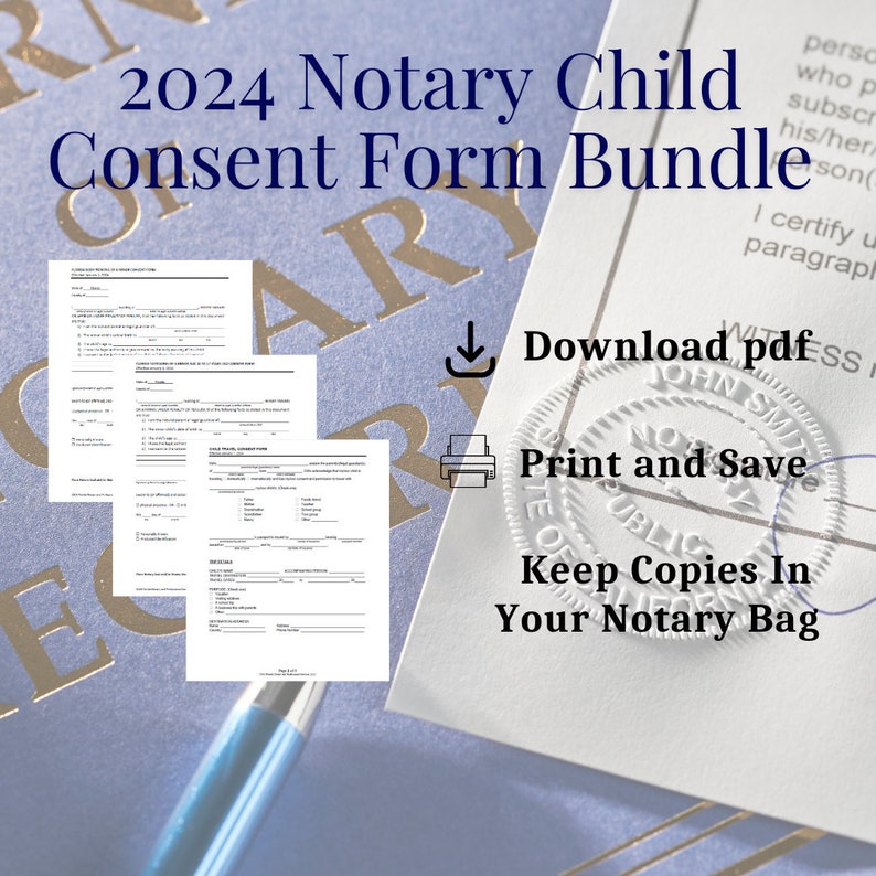 2024 Florida Notary Child Consent Form Bundle, Child Travel Consent ...