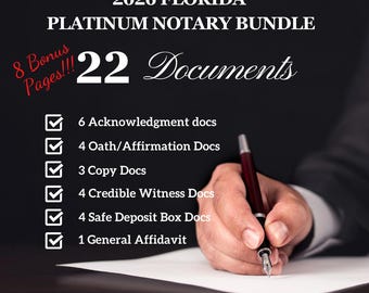 Paquete de Notario Platino de Florida 2026, Certificados de Notario, Formularios de Notario, Plantilla de Notario, Descarga Imprimible, Archivo PDF, Documento Digital