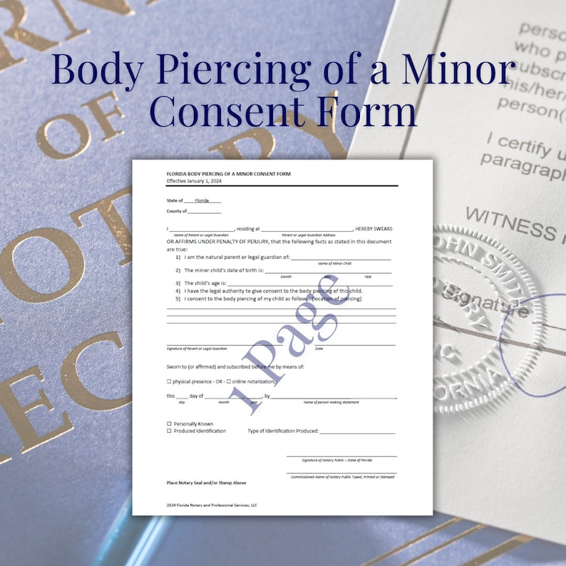 2024 Florida Notary Child Consent Form Bundle, Child Travel Consent ...
