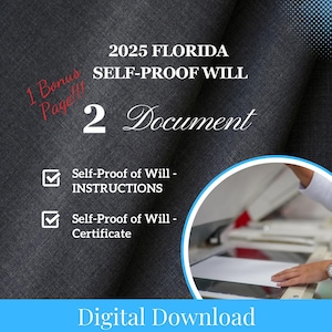 2025 Florida Self-Proof of Will, Modulo di dichiarazione giurata autodimostrativa, Dichiarazione giurata di testamento stampabile Florida, Documento di pianificazione patrimoniale Florida, Stampabile