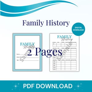 Family History Printable Medical Binder Insert, Medical List, Medical Record, Medical Forms, Digital Download, Printable Download, PDF
