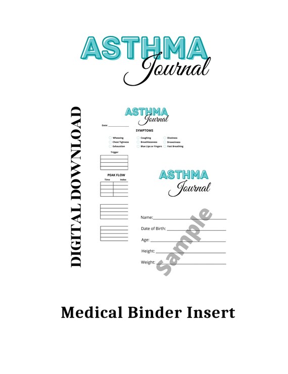 Asthma Journal Medical Binder Insert Asthma Log Asthma - Etsy