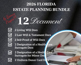 Paquete de planificación patrimonial de Florida para 2026: 12 documentos esenciales (PDF)
