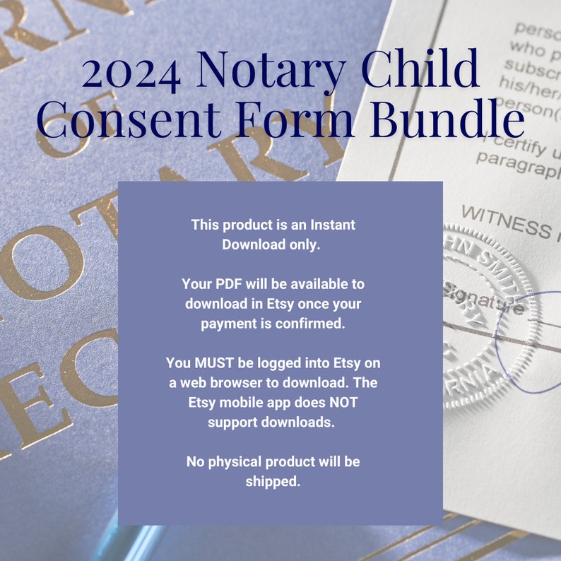 2024 Florida Notary Child Consent Form Bundle, Child Travel Consent ...
