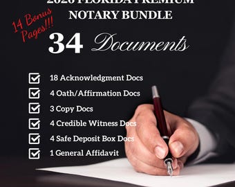Paquete Premium de Notarios de Florida 2026: Certificados notariales, plantillas notariales, formularios PDF, descargas digitales, documentos imprimibles