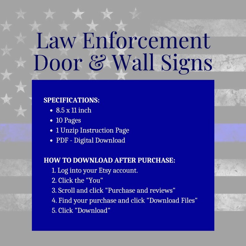 Law Enforcement Door & Wall Sign Bundle, 10 Printable Signs (digital ...