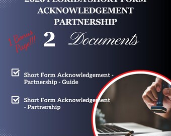 Reconocimiento de Sociedad de Florida 2026 – Formulario abreviado ante notario (PDF imprimible)