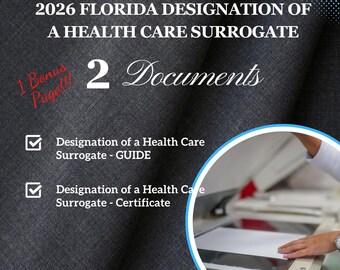 Formulario de Sustitución de Atención Médica de Florida 2026 con Certificado Notarial (Descarga Digital)