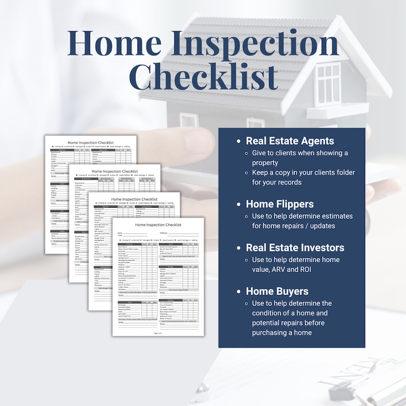 Home Inspection Checklist, Real Estate Agents, Investors (digital ... - Parrotlet Household Inspection Checklist