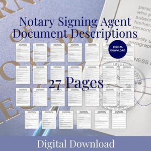 Notary Signing Agent Loan Document Descriptions, Printable Guide (PDF Form)