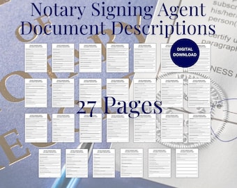 Notary Signing Agent Loan Document Descriptions, Printable Guide (PDF Form)