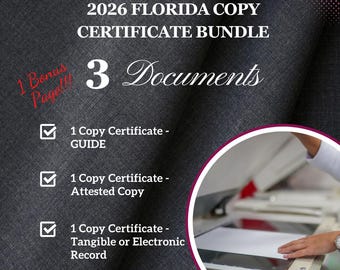 Pacchetto di certificati di copia del notaio della Florida 2026 (download digitale)