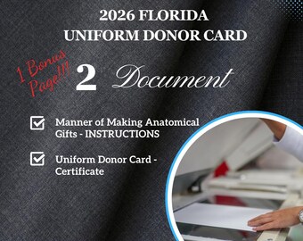 Modulo di donazione anatomica per la tessera uniforme della Florida del 2026 (download digitale)