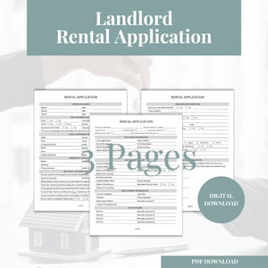 Landlord Rental Application, Property Rental Application, Tenant Rental Application, Printable Rental Application, Landlord Forms, PDF Form