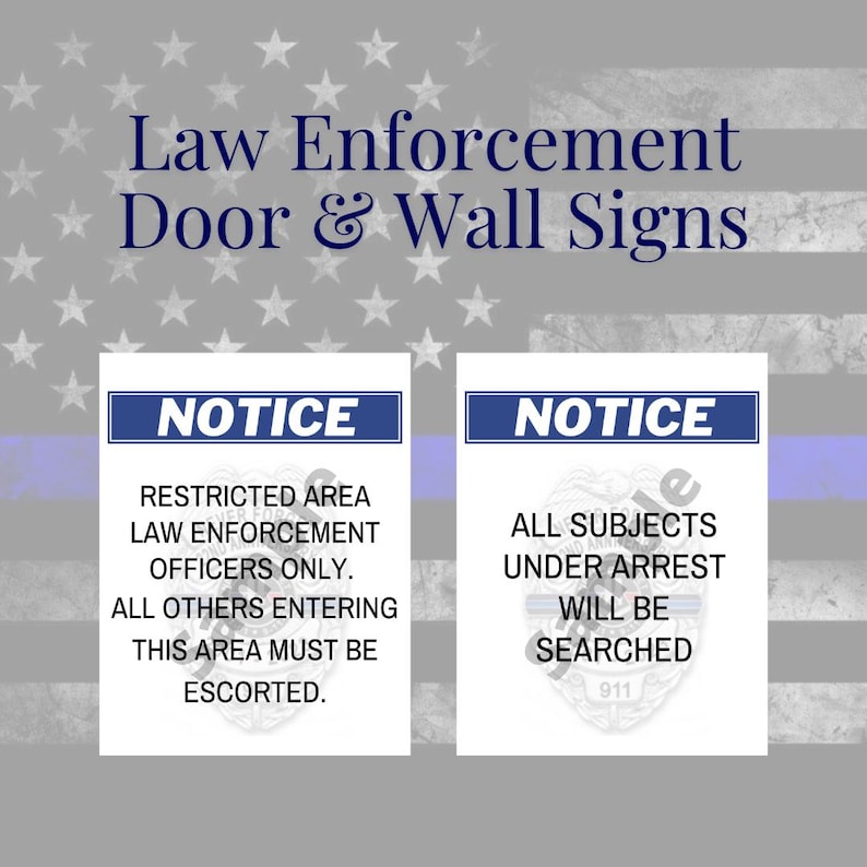 Law Enforcement Door & Wall Sign Bundle, 10 Printable Signs (digital ...