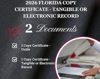 Certificato di copia del notaio della Florida 2026 - Documenti tangibili ed elettronici (download stampabile)