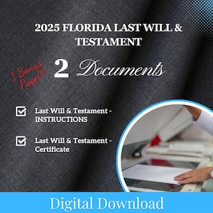 Testamento e ultima volontà della Florida 2025, testamento e ultima volontà stampabile, modulo di pianificazione patrimoniale della Florida, testamento e ultima volontà stampabili, pianificazione patrimoniale