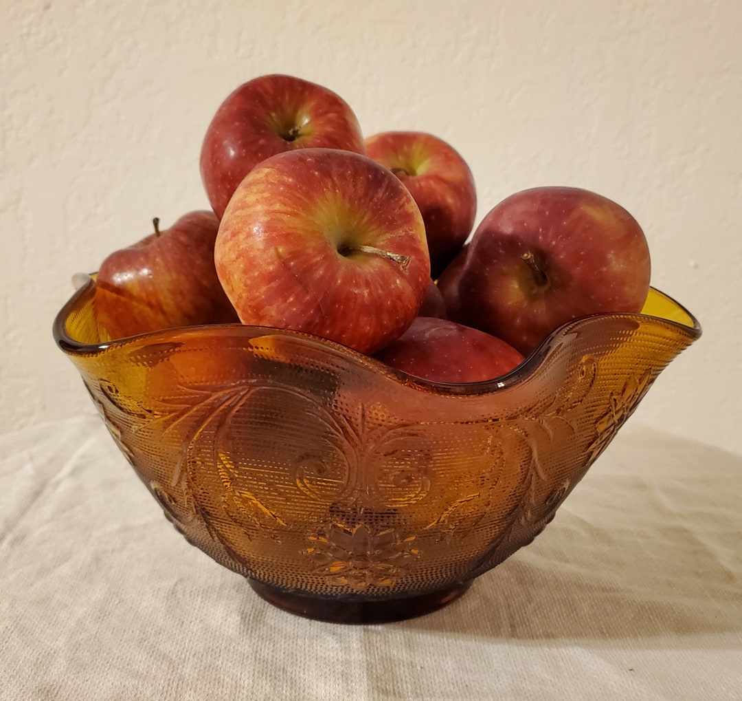 Indiana Tiara Sandwich Glass Amber Bowl Free Shipping Etsy