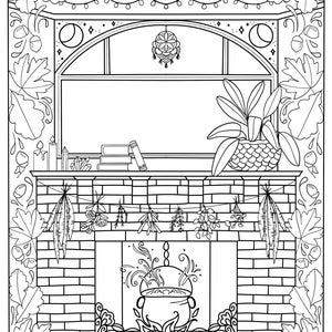 Autumn Evening - printable coloring page - Fall and Witchy