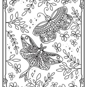 Butterfly and Moth - printable coloring page - summer vibes magical