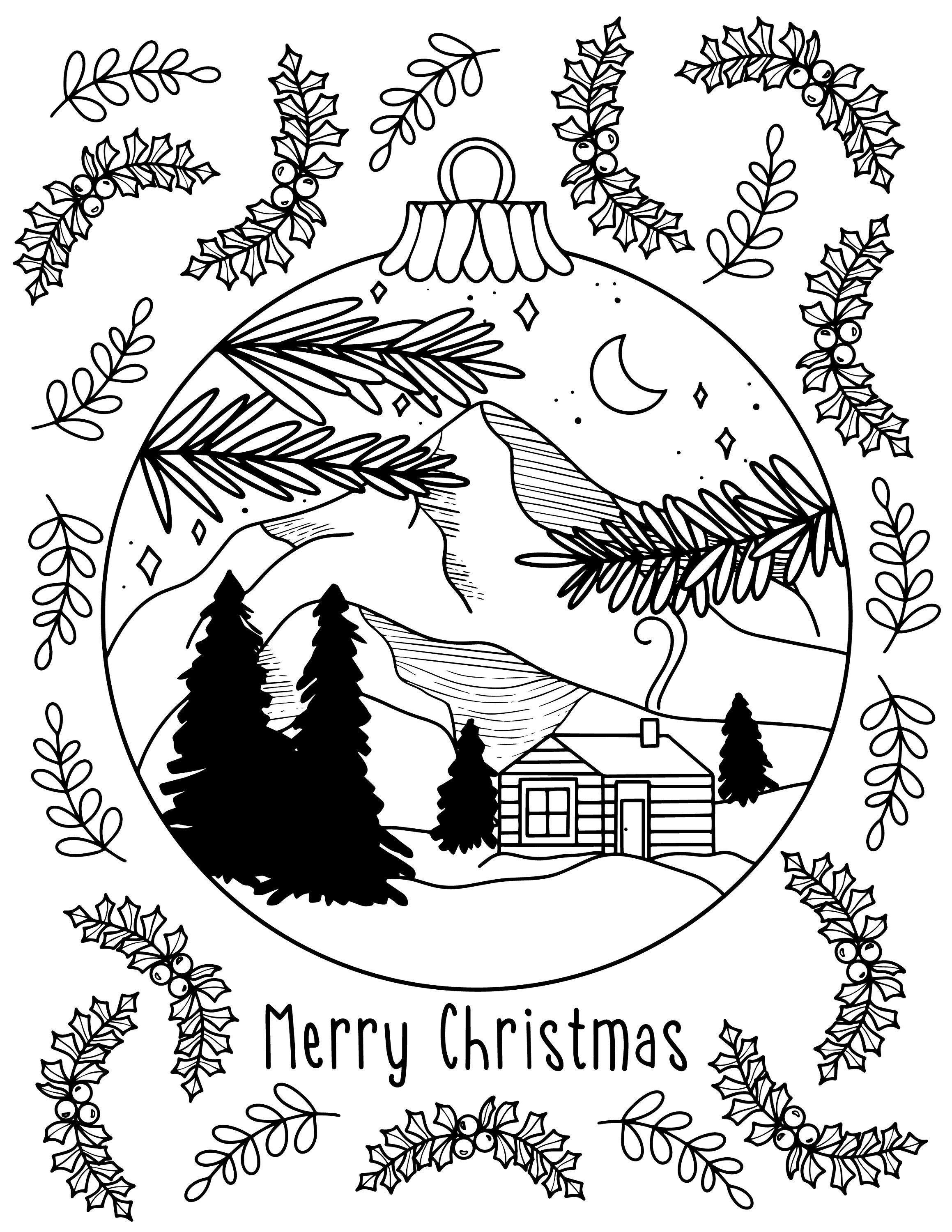 Merry Christmas Printable Coloring Page - Etsy