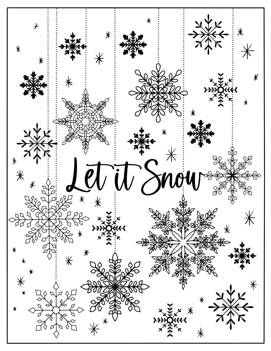 Let It Snow Printable Coloring Page Etsy