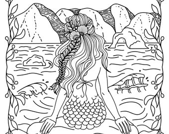 Mermaid Tides printable coloring page