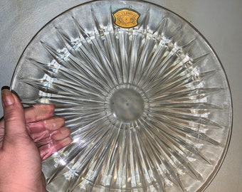 1980’s Val St Lambert 12” Wide Crystal Serving Platter-BRAND NEW-With Original Val St Lambert Sticker-3.25 Pounds