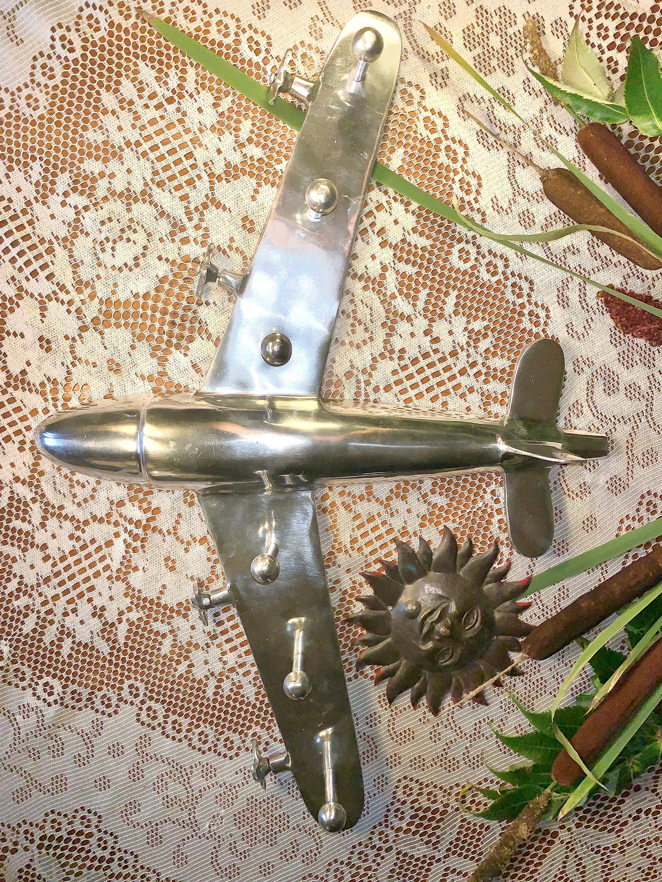 Circa 1940 English Large Polished Aluminum Clad Aviation Travel