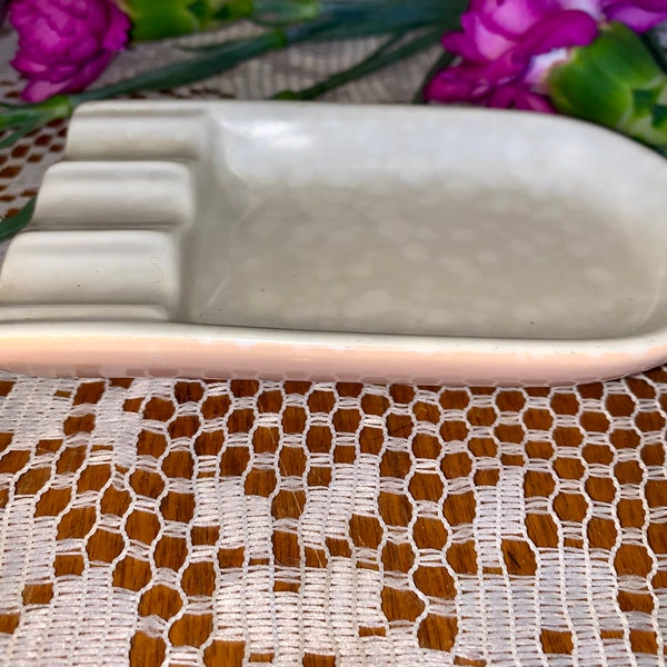 RARE & Vintage 1950s Poole Pottery Twintone Dove Grey and Pastel Pink Very Unique Ashtray *New Listing*